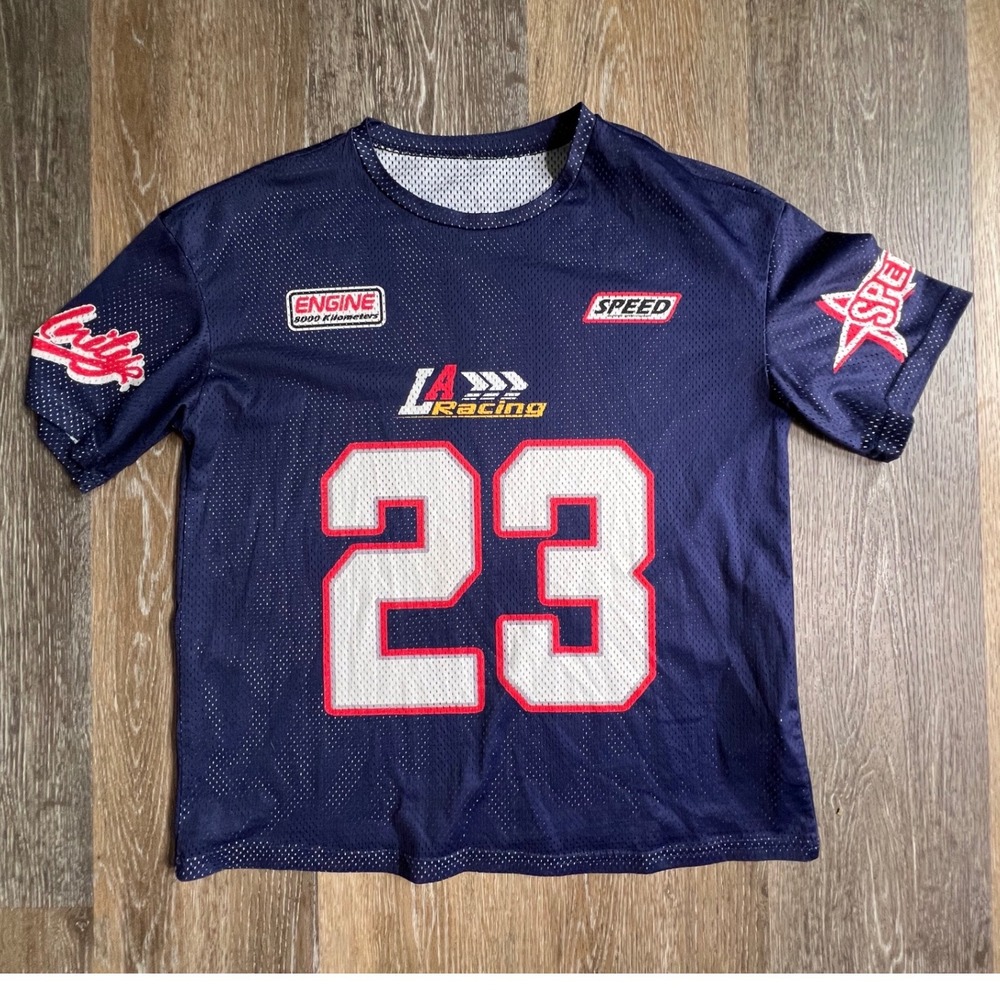 Unbranded Racing Jersey Kids L Navy Blue LA Racing 23 Mesh Graphic Shirt